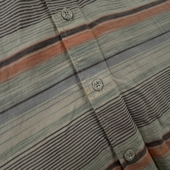 Tommy Bahama Striped Medium Gray Blue Orange Colorful Button Up Tencel Cotton - Picture 14 of 16